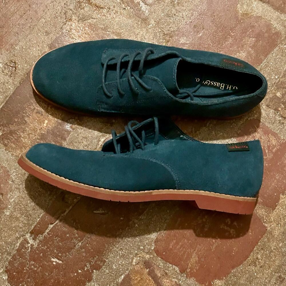 G.H.Bass & Co Women's Ely-2 Teal Suede Lace Ups Atlantic/Red Discontinued 6.5M